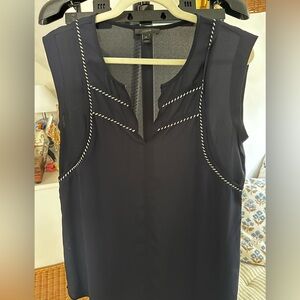 J.Crew Navy Sleeveless Blouse with White Trim